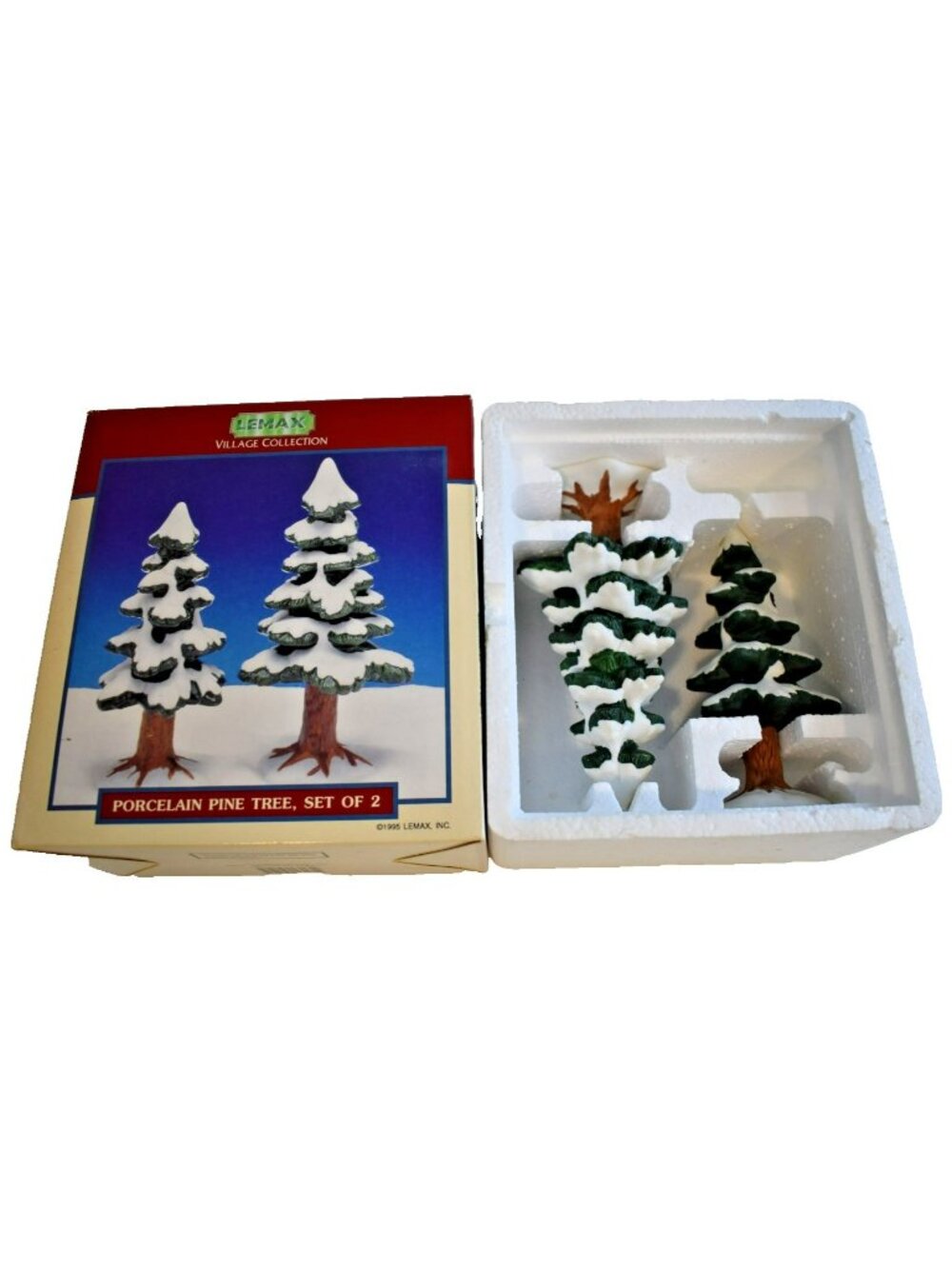 Lemax Dickensvale Collectibles Accessory 53132 Porcelain Pine Trees 8” Set of 2